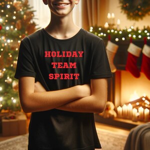 Für Kinder Jugend Urlaub Team Spirit Shirt | Weihnachts T-Shirt | Weihnachtsmorgen Squad TShirt | Urlaub T-Shirt | Weihnachten Pyjama Top | Weihnachten