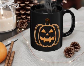 Halloween Gift | For Kids | Black Mug | Halloween Pumpkins Mug | Gift For Him | Pumpkin Mug | Black Halloween Mug | Gift For Friend