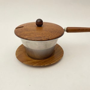 STÅKO Kleiner Soßen-/Buttertopf TEAK & Edelstahl mit Untertasse aus Teakholz