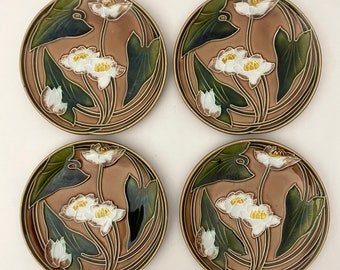 VBS Villeroy, Boch & Schramberg ART NOUVEAU Zestaw talerzy deserowych z majoliki, XX w.