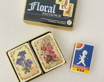 Vintage Piatnik &quot;Floral Patience&quot; Boxed Set Double Deck Ladies Playing Cards.