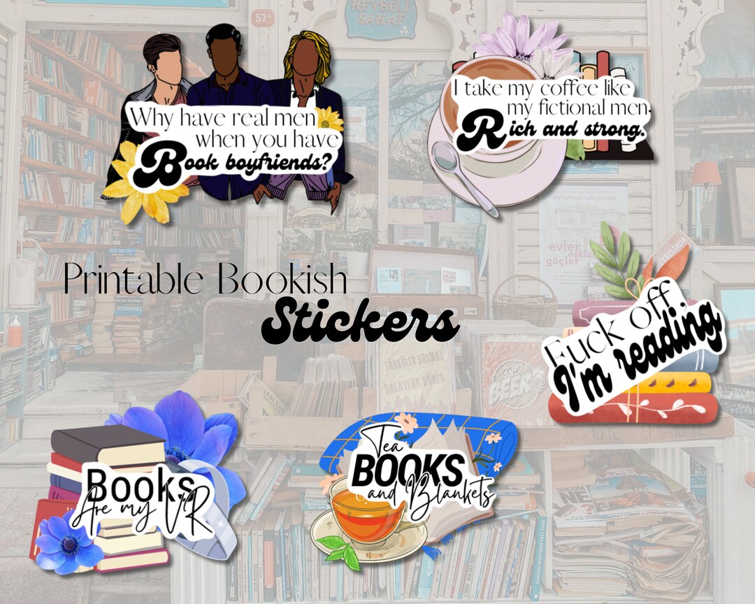 Book Humour and Cute Svg Png Pdf Bundle Printable Stickers - Etsy