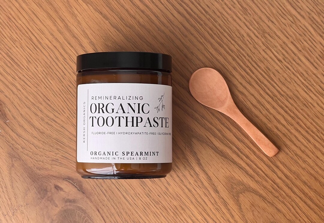 Organic Remineralizing Toothpaste in Glass Jar WITH Wooden Scoop ...