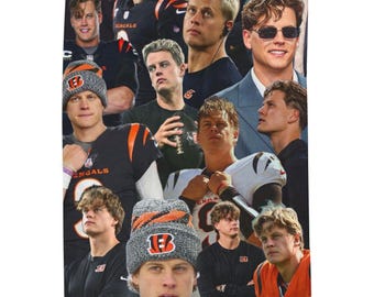Comfy Joe Burrow Photo Collage Blanket - Bengals Fan Merch - Girls - Teens - Gift - Football - Hot - LSU