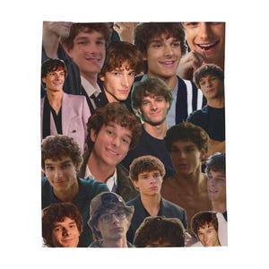 May include: A collage of multiple images of a person with brown curly hair, smiling and looking at the camera. The images show the person in various outfits, including a pink blazer, a striped sweater, and a black shirt. The background is white.