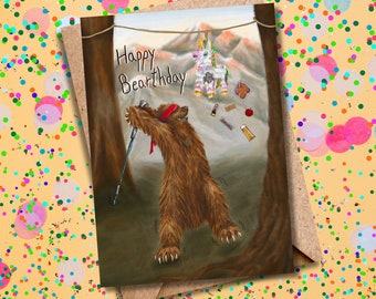 Happy BEARthday|Greeting Card|Hiking Greeting Card|Birthday Card for Hikers|Hiking Birthday Card|Card for Hikers|Gift for Hikers|Bear Card