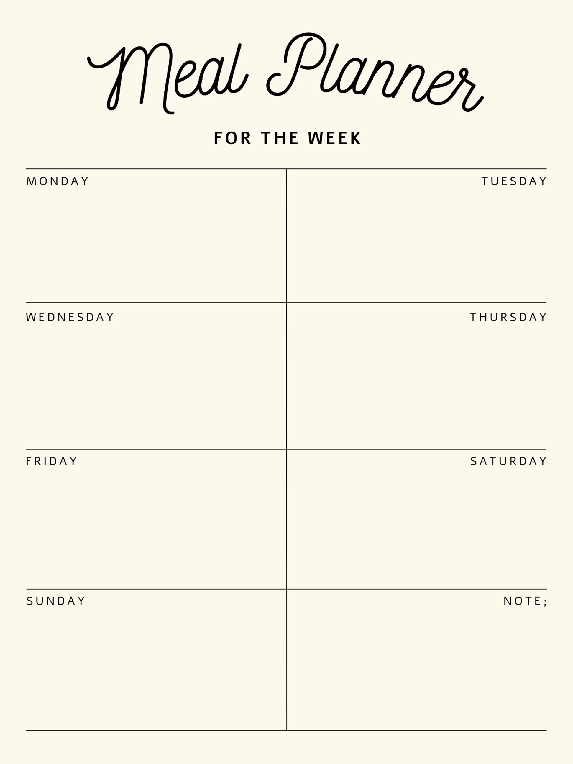 Weekly Meal Planner - Etsy