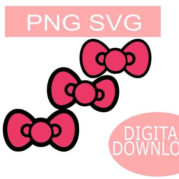 Kawaii Kitty Bow SVG | Pink Bow Image | Pink Kitty Bows | ImageFiles | CuttingFiles | Instant Download.