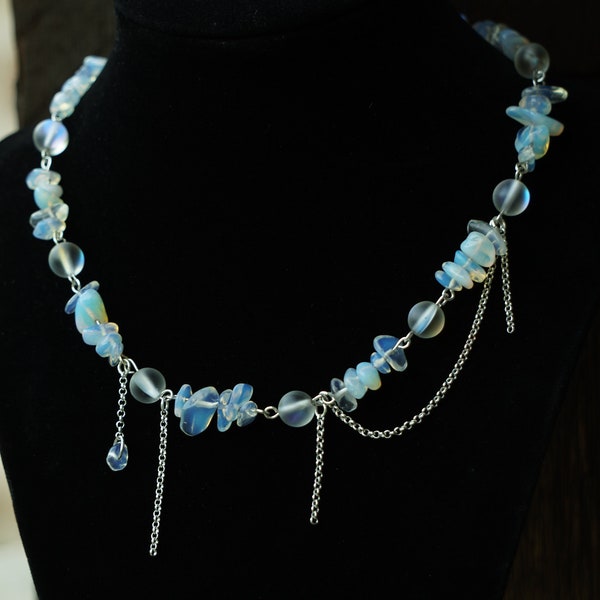 Misty Rain necklace - elegant draping opal necklace - customizable