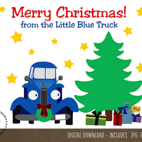 Little Blue Truck's Christmas Inspired Fingerprint Craft (DIGITAL Files)