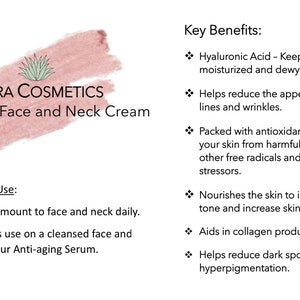 Crème anti-âge pour le visage et le cou Entièrement naturelle Acide hyaluronique DMAE Crème hydratante éclaircissante pour le visage image 4