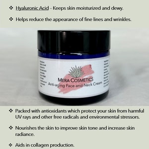 Crème anti-âge pour le visage et le cou Entièrement naturelle Acide hyaluronique DMAE Crème hydratante éclaircissante pour le visage image 2
