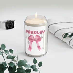 Customizable Valentines Coquette Pink Bow Candle for a Charming Ambience Personalized Coquette Scented Candle, 13.75oz