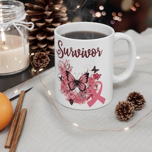 Empowering Hope: Handcrafted Breast Cancer Survivor Support Mug - Perfect Gift Survivor Breast Cancer Ceramic Mug 11oz