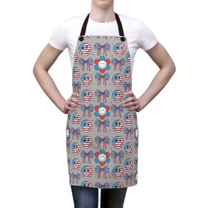 Red, White, and Blue 4th of July Coquette Apron with Retro Flair 4th of July coquette style Apron