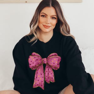 Coquette Pink Bow Sweatshirt - Girly Chic Fashion Crewneck Sweatshirt