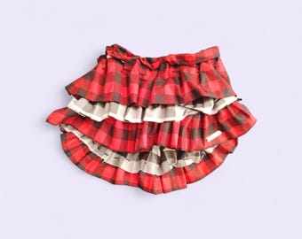 Red Gray Plaid Flannel Mini Skirt – Custom Cotton Sizes Available