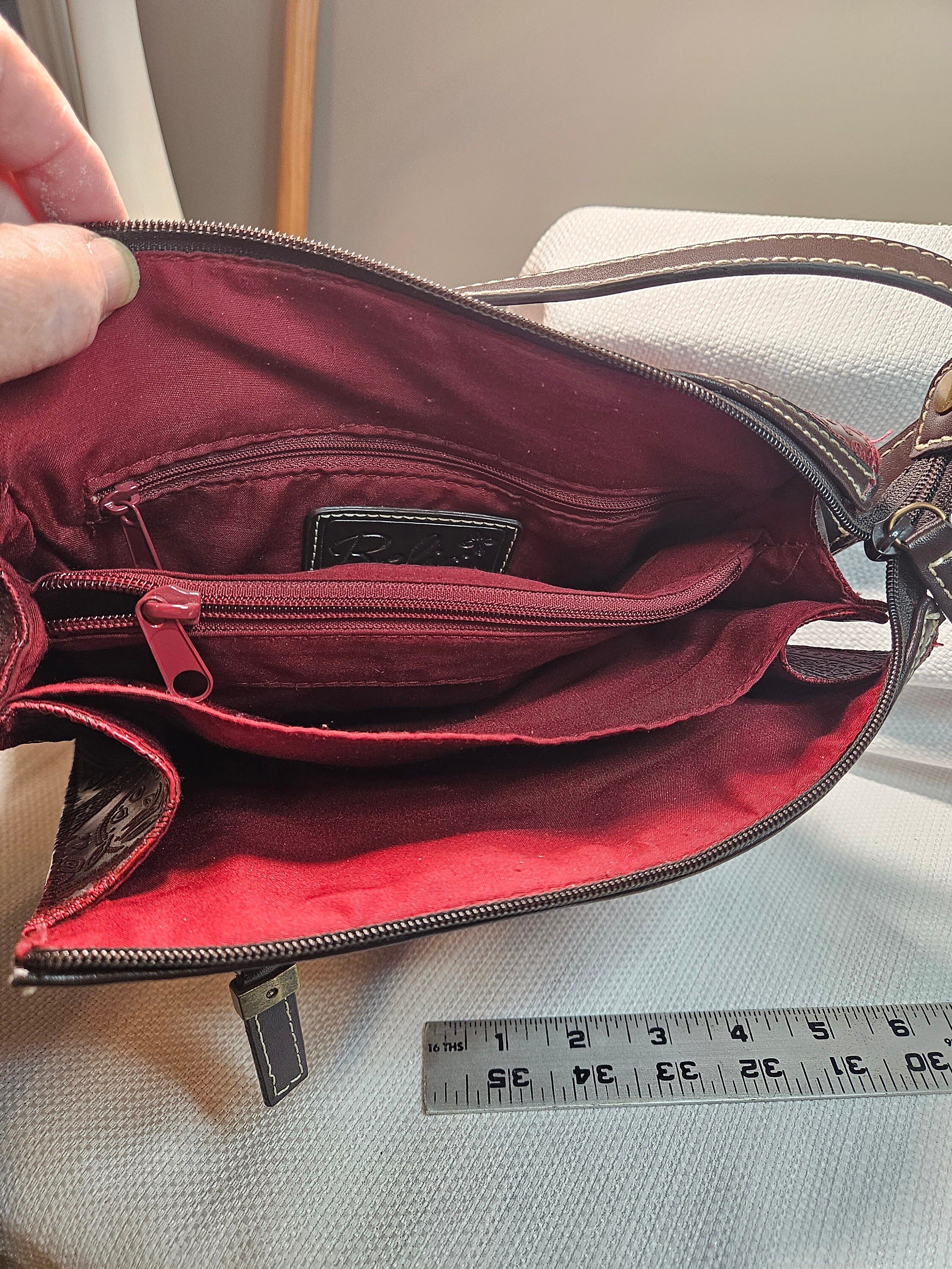 Relic by Fossil Red Embossed Faux Leather Shoulder Bag