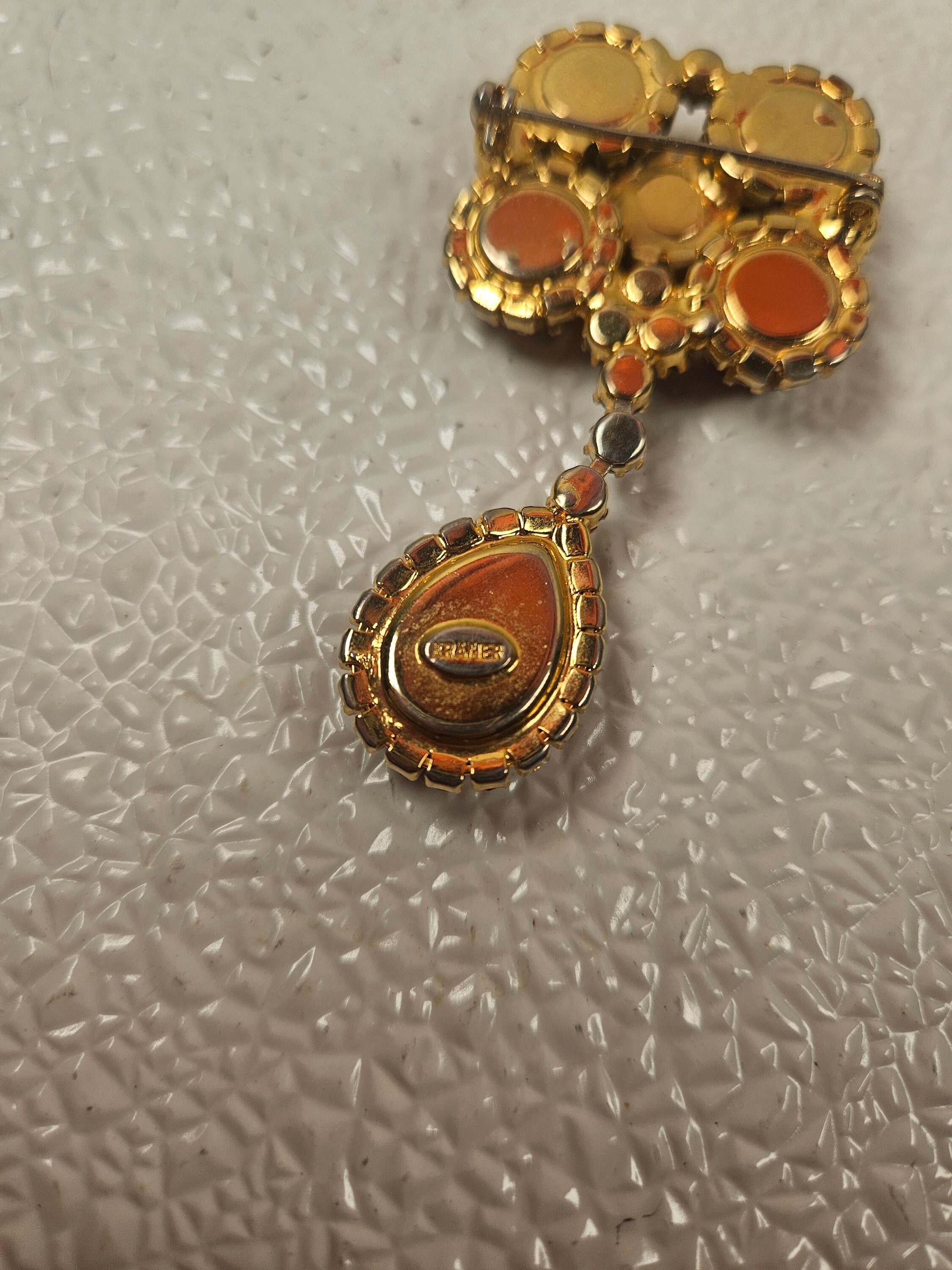 Kramer Multidimensional Red and Gold Brooch - Etsy