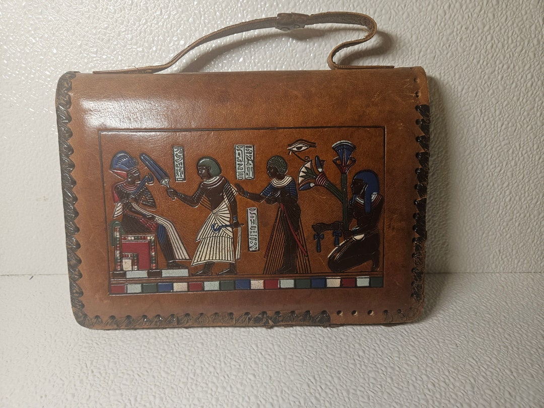 Vintage Egyptian Design Leather Handbag. Etsy