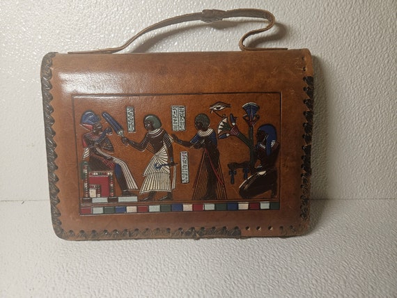 Vintage Egyptian design leather handbag. - image 1