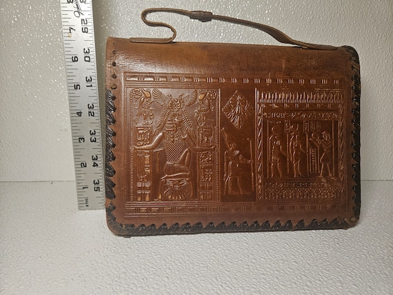Vintage Egyptian design leather handbag. - image 2
