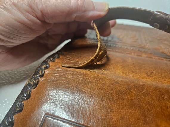 Vintage Egyptian design leather handbag. - image 7