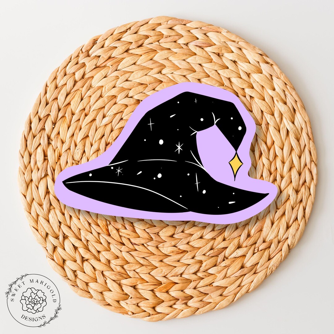 Witch Hat Sticker: Hand Drawn Waterproof Vinyl Decal - Etsy