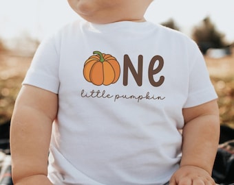Camiseta de calabaza para el primer cumpleaños, camiseta de una pequeña calabaza, camisetas familiares a juego de otoño