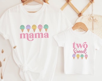 Two Sweet Ice Cream Birthday Outfit, Ice Cream Birthday Shirt, Ice Cream 2nd Birthday Party Shirt, Two Scoops Birthday, Ice Cream Themed