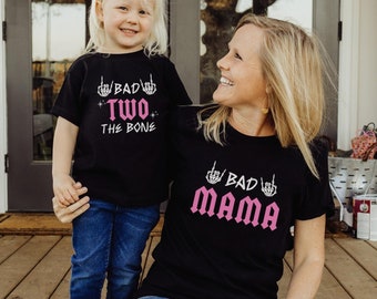 Bad TWO The Bone Birthday Shirt, Rock n Roll 2nd Birthday Outfit