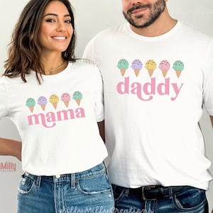 Ice Cream 1st Birthday Party Shirt, Family Matching Sweet One Bday Tshirt, Ice Cream Theme Mom Tee, Pink Ice Cream Girl Outfit, Mommy and Me