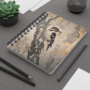 Downy Woodpecker Spiral Bound Writing Journal | Blank Lined Notebook |Bird Print | Nature | Avian