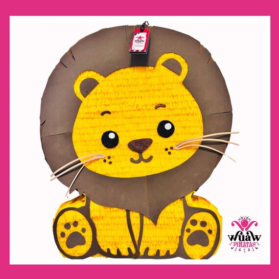 Lion Piñata – Jungle Safari Party Piñata – Handmade 19.6” Cute Lion Piñata for Kids – Animal Birthday Decoration – Free Shipping USA