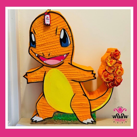 Piñata Personalizada de Charmander - Fiesta Temática Infantil - Decoración Hecha a Mano de 19.6 Pulgadas"