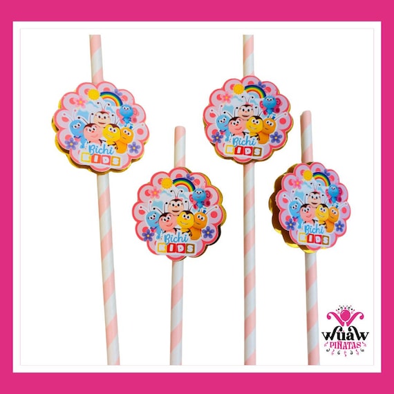 Custom Party Straws with 3D Toppers | Personalized Themed Straws for Kids Parties | WuawPiñatas