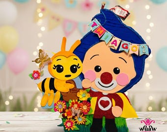 Piñata Plim Plim and the Bee Personalized - Children's Birthday Decoration - 50cm 19.6 inch Free Shipping, Handmade from New York