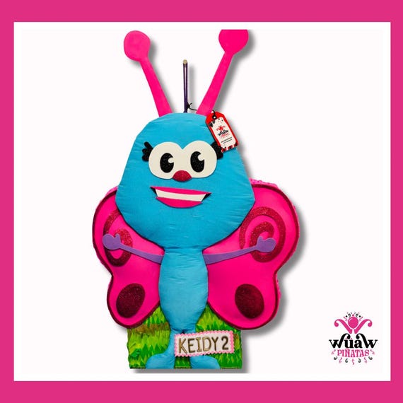Bichikids Butterfly Piñata – Handmade Pink & Blue Butterfly Piñata for Girl Birthday – Custom 19.6 Piñata with Glitter Details Free Shipping