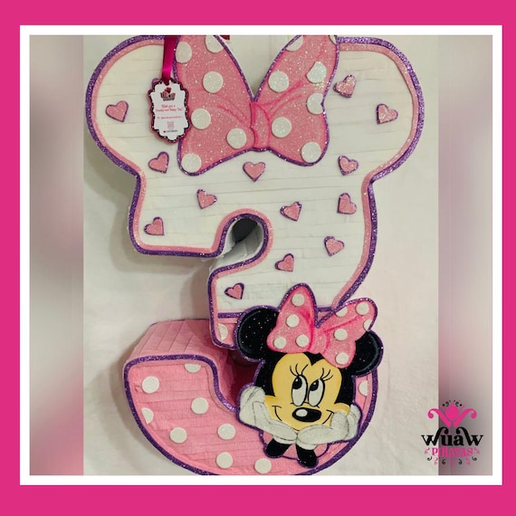 Personalized Minnie Mouse Number Piñata - Numbers 0-9 with Free Shipping (20% Off)