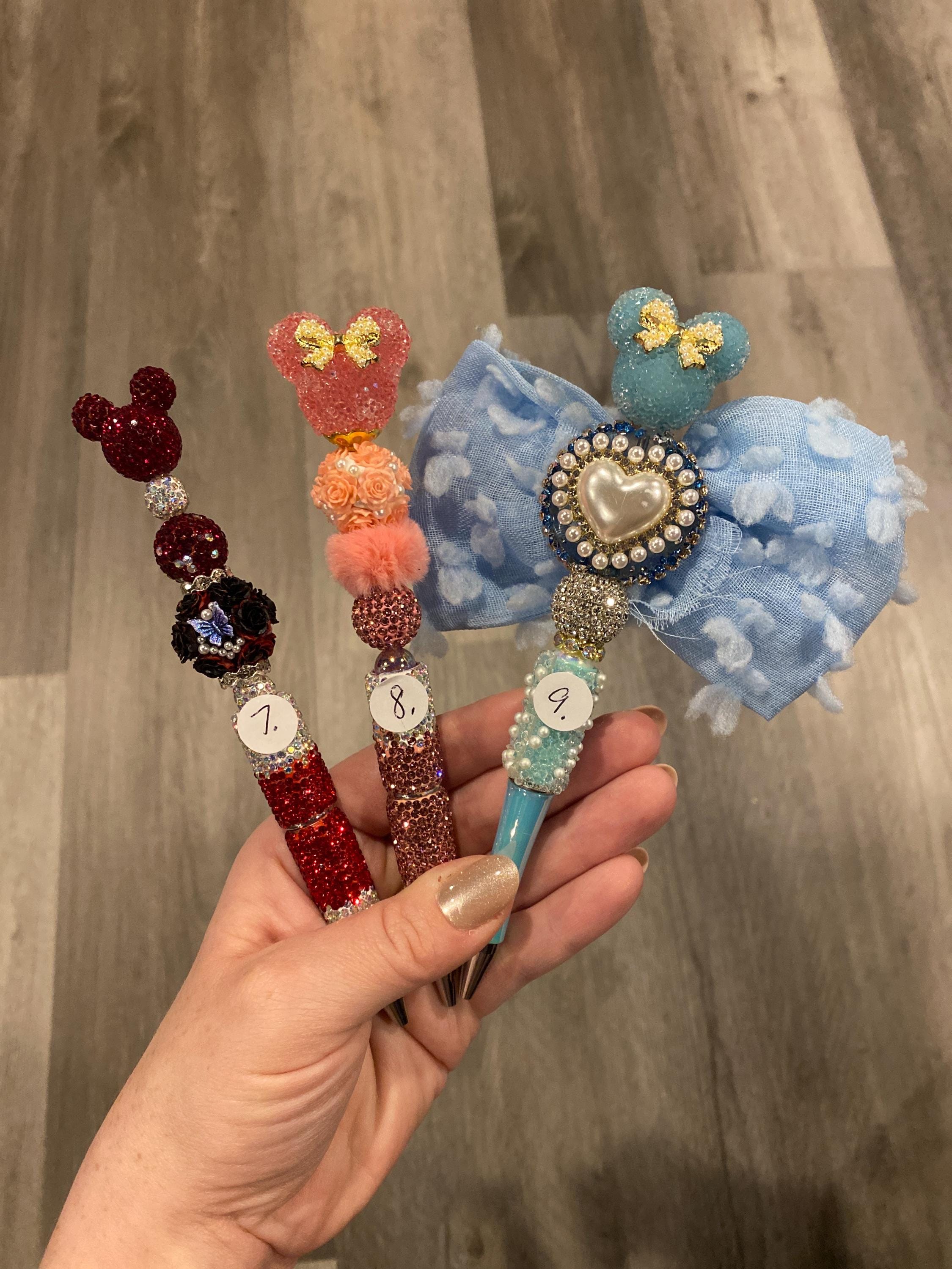 Handmade Beadable Pens - Mickey and Minnie