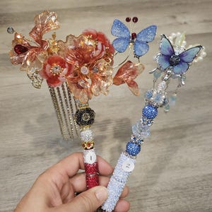 Canetas de contas extravagantes - borboletas e flores