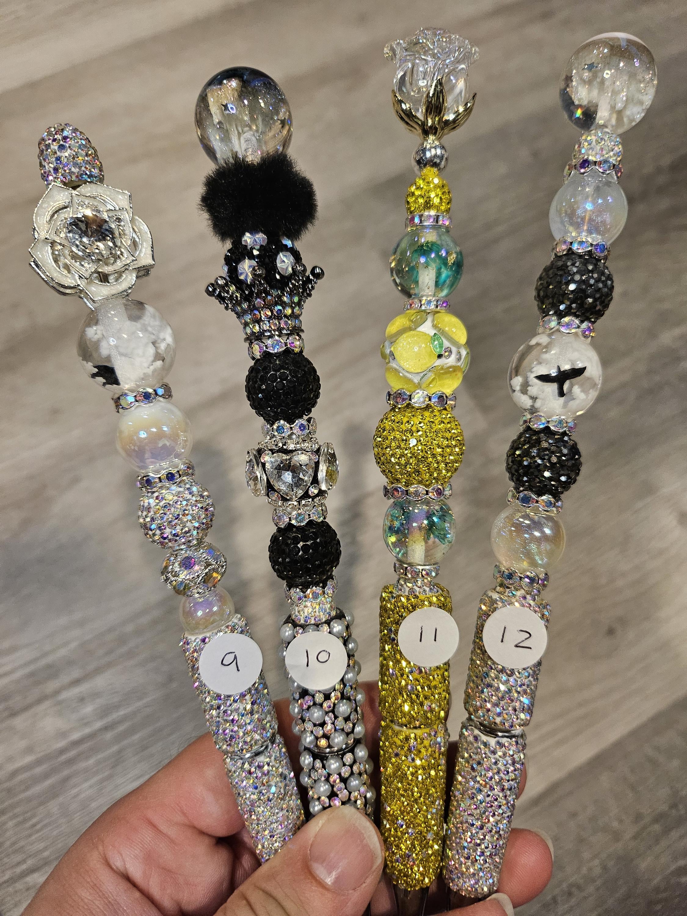 Fancy Beadable Tall Pens  - Hearts and Flowers