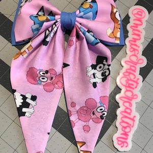 Bluey Blue Cartoon Dog Cotton Fabric Coquette Hair Bow