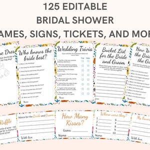 Editable Bridal Shower Games, Colorful Flower Bridal Shower Games, Wildflower Bridal Shower Games, Bridal Shower Bundle