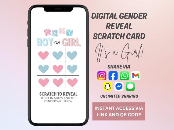 Gender Reveal Virtual Scratch Card | Digital Girl Scratch Card | Gender Reveal Idea | Digital Gender Announcement | Its a Girl | Girl Reveal