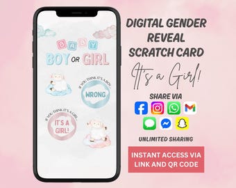 Gender Reveal Virtual Scratch Card | Digital Girl Scratch Card | Gender Reveal Idea | Digital Gender Announcement | Its a Girl | Girl Reveal
