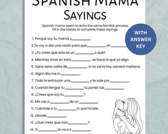 Spanish Mama Sayings Game | Spanish Baby Shower Game | Mexican Mama Sayings Game | Baby Shower Activity | Latina Mama Sayings Game