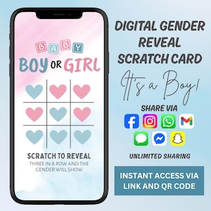 Gender Reveal Virtual Scratch Card | Digital Boy Scratch Card | Gender Reveal Idea | Digital Gender Announcement | Its a Boy | Boy Reveal