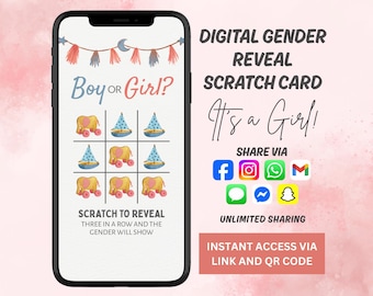 Gender Reveal Virtual Scratch Card | Digital Girl Scratch Card | Gender Reveal Idea | Digital Gender Announcement | Its a Girl | Girl Reveal