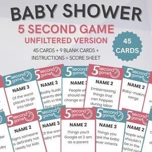 Baby Shower 5 Second Game Unfiltered Version | Printable Baby Shower Game | Baby Edition 5 Second Game | Baby Sprinkle Game